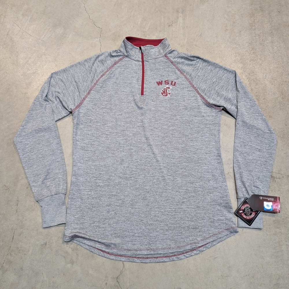 NWT Colosseum WSU Washington State Gray Quarter-Zip Pullover Women's XL